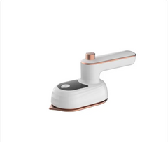 Phora'store mini portable electric steam iron, white with rose-gold accents, compact handheld design