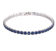 Hip Hop 4.0 Micro Zircon Tennis Bracelet with blue stones in silver-tone metal