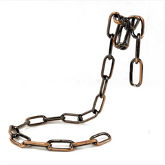 Suspension chain wine rack metal holder with two-tone copper and black links