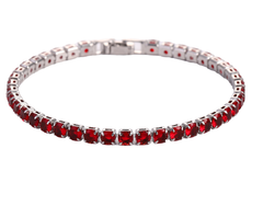 Hip Hop 4.0 Micro Zircon Tennis Bracelet Set by Phora'store, red stones, silver-tone metal