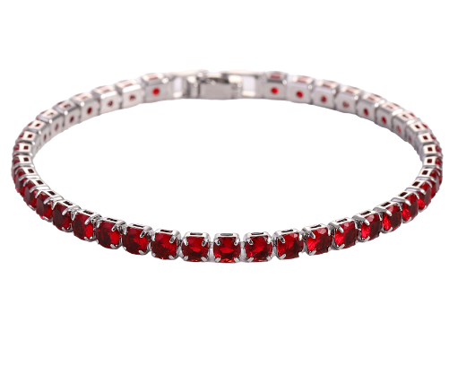 Hip Hop 4.0 Micro Zircon Tennis Bracelet Set by Phora'store, red stones, silver-tone metal