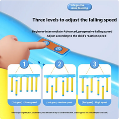 Phora'store Kids Sensory Toy with blue control panel and three speed-level cards showing slow, medium, high.