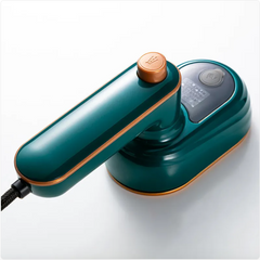 Mini portable electric steam iron, teal with copper trim, Phora'store.