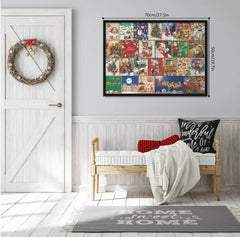 Merry Jigsaw Advent Calendar Puzzle, framed wall calendar with colorful Christmas scenes, 70x50 cm