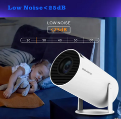 Phora'store portable projector, white with low-noise under 25dB on a stand