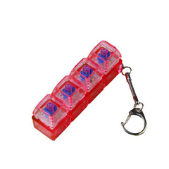 Phora'store transparent PC shaft tester with light, red modular keychain device with blue inner parts