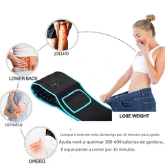 Long Wave Red Light Therapy Heating Waist Belt by Phora'store, black with blue trim.